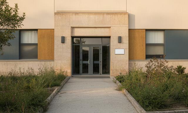 Exterior y acceso peatonal del estudio de podcasts situado en Camí de Montcada, Lleida